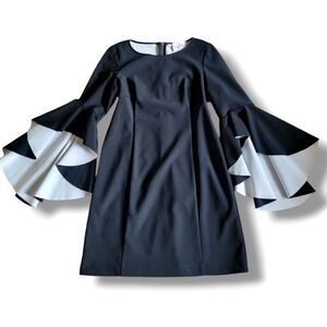NWT Nicole Miller Bell Angel‎ Sleeves Sheath Dress Business Formal Size 12 Black